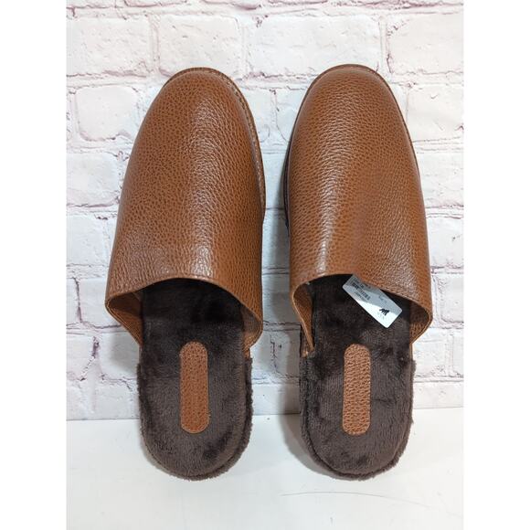 Beckett Simonon Mens Jones Slippers Size 11 Tan Pebbled Leather New Without Tags - Picture 2 of 12